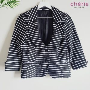 Apostrophe | Black & White Striped Blazer - 6